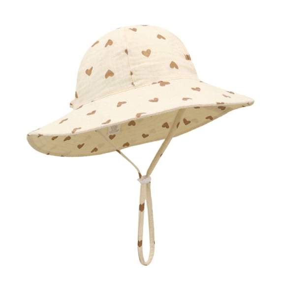 Wxirdiow Fishing Hats for Toddler Girls Baby Sun Hat Muslin Cotton Toddler Bucket Hat for Girls Boys Wide Brim UPF 50+ Summer Beach Hats K Size,XS