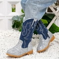 thumbnail image 1 of Wxirdiow Girl Boots Boots for Girls Mid Calf Youth Girl Cowboy Western Boots Pointed Toe Embroidered for Horse Riding Country Party Toddler Little Big Kids Silver Size,12, 1 of 7