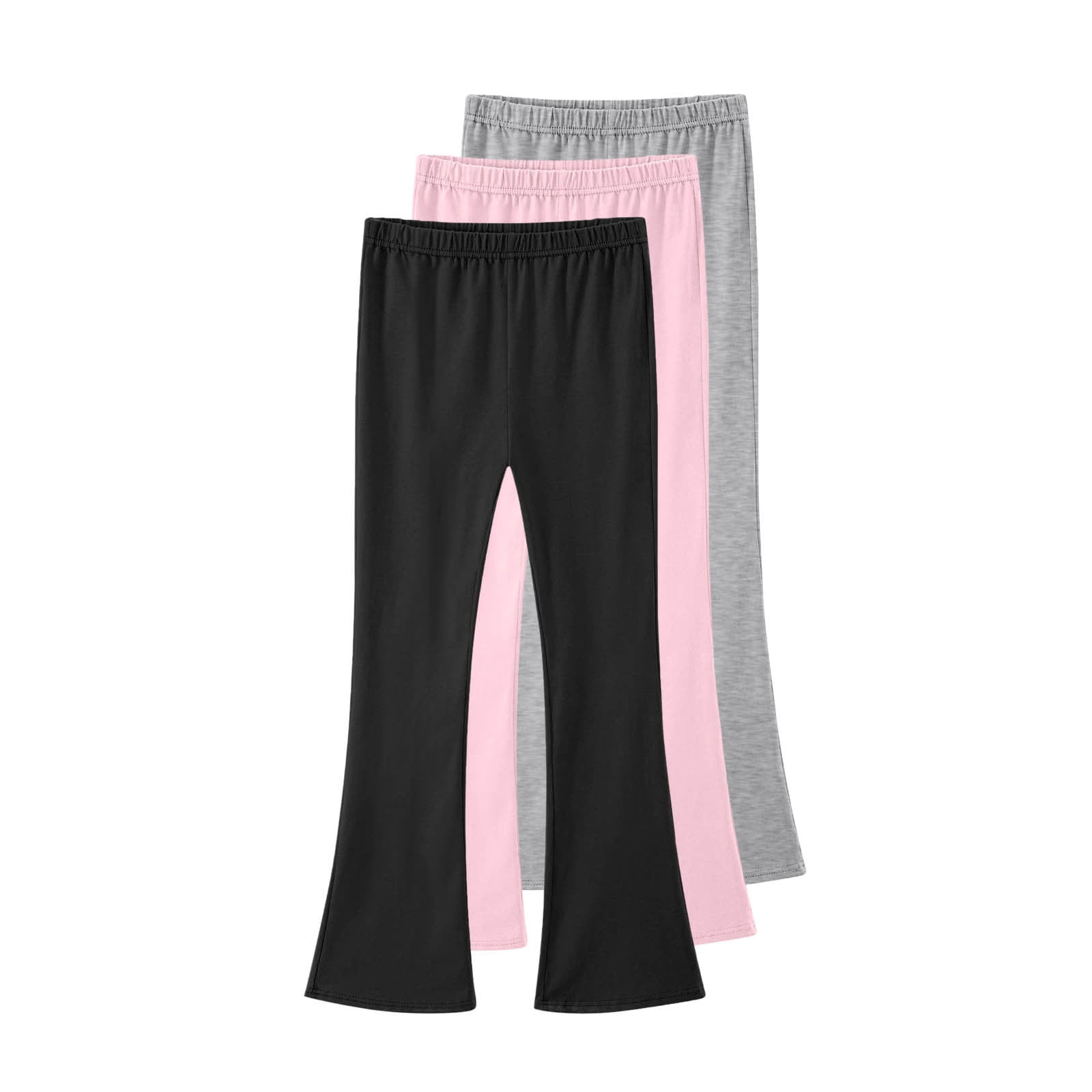 Wxirdiow Girl Clothes 3 Pack Girls Athletic Leggings Printed Ankle Length High Waisted Yoga Pants for Kids Teen Light Gray Size,13-14 Years
