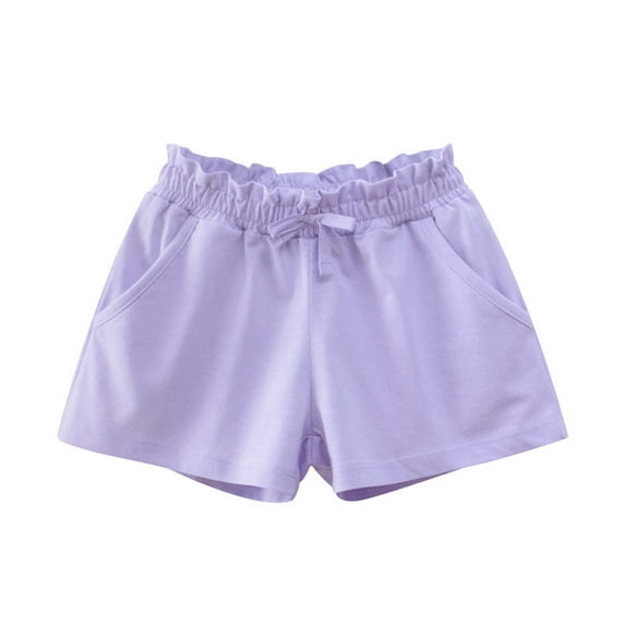 Wxirdiow Girl Pants Toddler Girl Shorts Ribbed Infant Girls Solid Color Soft Ruffle Summer Casual Shorts Purple Size,1-2 Years