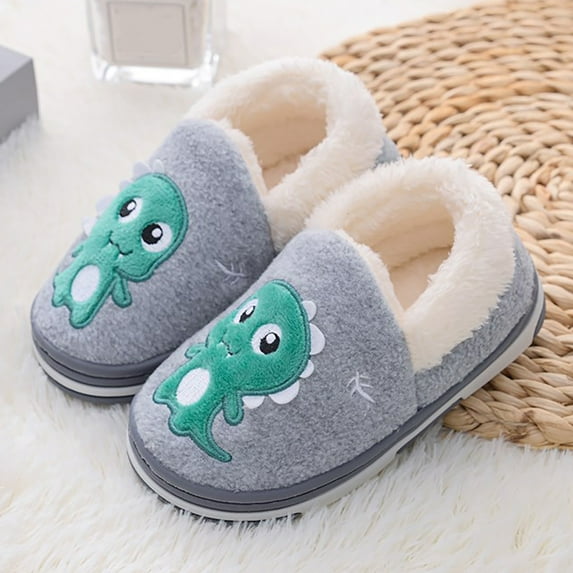 Wxirdiow Girl Slippers Toddler Slippers Cute Boys Girls House Shoes for Home Indoor Bedroom Slippers Grey Size,12