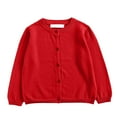 thumbnail image 1 of Wxirdiow Girls Cardigan Sweater Girls Classic Knit Cardigan School Uniform Sweater Crewneck Button Front Outerwear For Girls Red Size,4-5 Years, 1 of 5
