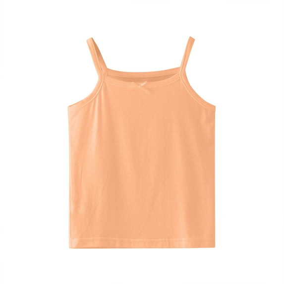 Wxirdiow Girls Clothes Girls Summer Tank Tops Sleeveless Loose Fit Basic Shirts Cute Athletic Crew Neck Blouse Orange Size,8-10 Years
