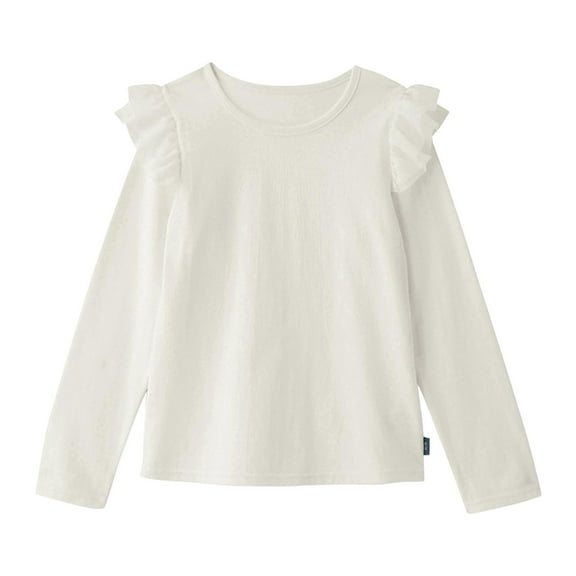 Wxirdiow Girls Clothing Girls Long Sleeve Shirts Kids Crewneck T-Shirts Fall Tops Tees White Size,10-12 Years