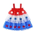 thumbnail image 1 of Wxirdiow Girls Flag Dress Toddler Little Girl 4th of July Outfit Star Tulle Tutu Dress Sleeveless Strap Tiered Dress Patriotic Pageant Clothes Red Size,5-6 Years, 1 of 9