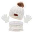 thumbnail image 1 of Wxirdiow Girls Gloves Kids Winter Earmuffs Hat Scarf Touchscreen Gloves Set Fleece Lined Beanie Neck Warmer for Boys Girls White Size,1-5 Years, 1 of 6