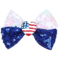 thumbnail image 1 of Wxirdiow Toddler Girls Bow Clips Holiday Bow Hair For Girls Independence Day Sequined Color Blocked Three Colors Blue Size,One Size, 1 of 6