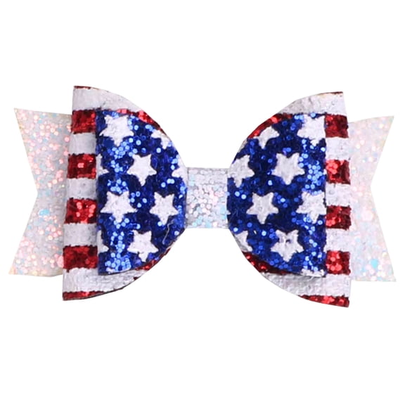 Wxirdiow Girls Hair Accessories Independence Day Hair Bow Flag Bowknot 4th Of July Hair Bow Pin Glitter Cheer Bow Hair Red White Blue Hairpins Barrettes Blue Size,3-12 Years