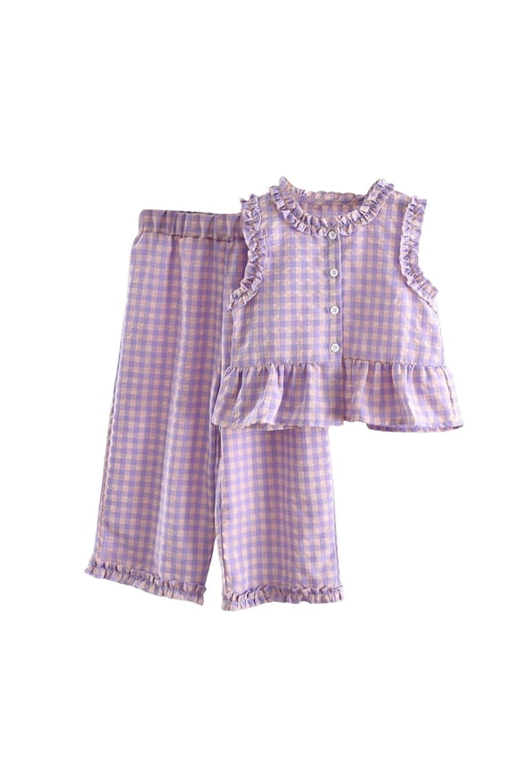 Girls Pants Set Girls 2 Piece Outfits Fashion Clothes Short Sleeve Tops and Jogger Pants Kids Tracksuit Sweatsuits Set Purple Size,5-6 Years