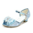 thumbnail image 1 of Wxirdiow Girls Sandles Girls Dress Shoes Toddler Little Girls Heels Mary Jane Princess Shoes with Interchangeable Bow for Flower Girl Blue Size,2, 1 of 6