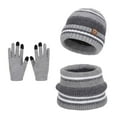 thumbnail image 1 of Wxirdiow Girls Hat And Gloves Kids Girls Boys Winter Hat Gloves Scarf Set Toddlers Knitted Beanie Hats Gloves Thick Fleece Lined Neck Warmer Sets Grey Size,4-10 Years, 1 of 9