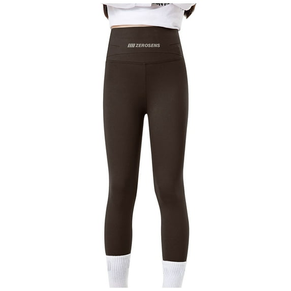 Wxirdiow Girls School Uniform Girls Leggings Full Length Stretchy Pants Cotton Kids Footless Coffee Size,4-5 Years