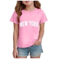 thumbnail image 1 of Wxirdiow Girls Shirt Girls Short Sleeve T Shirts Kids Summer Tops Crewneck Basic Graphic Tees Pink Size,3-4 Years, 1 of 4