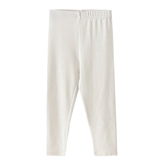 Wxirdiow Girls Skinny Pants Cotton Toddler Girl Leggings Stretchy Footless Tights for Girls Baby Girl Pants Breathable Daily Outdoor Play White Size,6-7 Years
