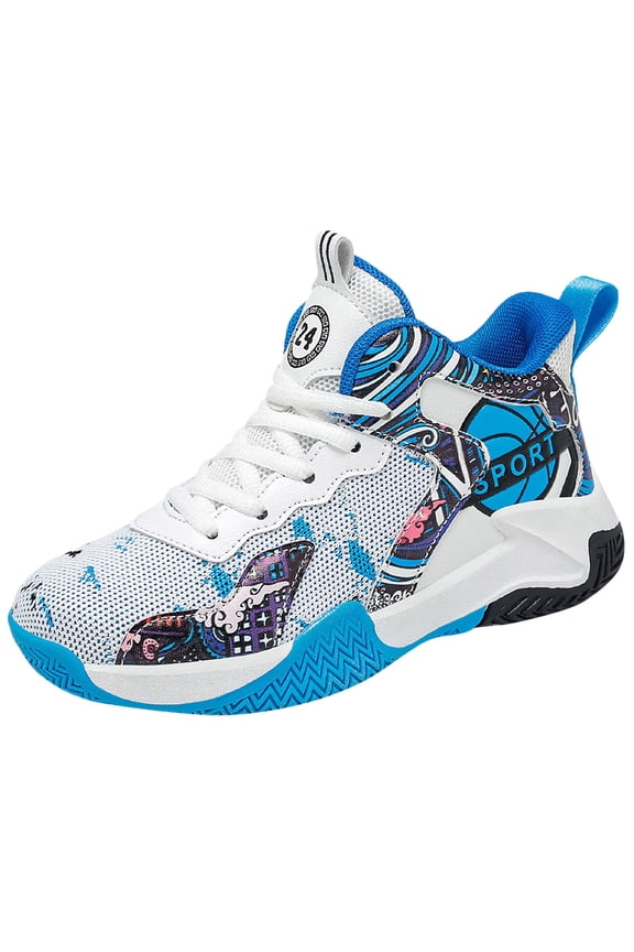 Girls' Sneakers Toddler Boys Girls High Top Sneakers Toddler Basketball Shoes Casual Walking Athletic Adjustable Strap Shoes for Toddlers/Little Kids Blue Size,3