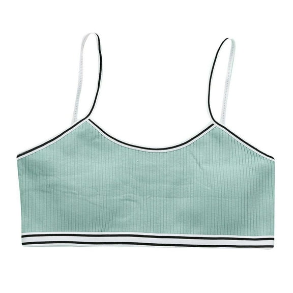 Wxirdiow Girls Sports Bra Girls Training Bra Girl Cotton Bra Crop Cami Training Bras for Girls with Adjustable Straps Green Size,12-16 Years