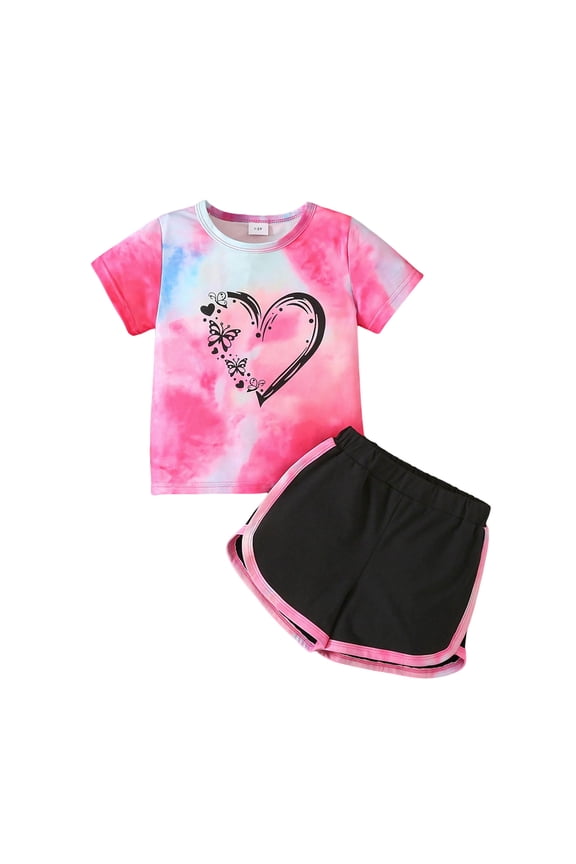 Girls Summer Outfits Baby Girl Clothes Short Sleeve Tops and Shorts Cute Toddler Girls Outfits Infant Outfit Hot Pink Size,3-4 Years