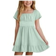 thumbnail image 1 of Wxirdiow Girls Sundress Tween Girl Summer Dress Ruffle Sleeveless Fashion Casual Dresses Light Green Size,6-7 Years, 1 of 5