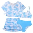 thumbnail image 1 of Wxirdiow Girls Swim Set Girl's 3 Piece Bikini Sets Swimsuits Cute Bathing Suit with Beach Cover Up Skirt Sky Blue Size,11-12 Years, 1 of 6
