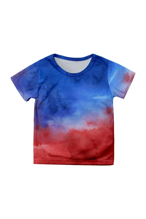 Girls Tshirt 4th of July Shirt for Toddler Girls American Flag Tshirt Fourth of July Outfit Kids Patriotic Tee Tops Light Blue Size,6-7 Years