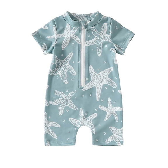 Wxirdiow Infant Boy Swimsuit Boys One Piece Swimsuit Toddler Swimwear Rash Guard Suits Short Sleeve Zipper Bathing Suit Beach Sunsuit Green Size,18-24 Months