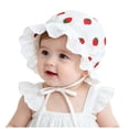 thumbnail image 1 of Wxirdiow Infant Girl Sun Hats Baby Girl Soft Breathable Bonnet Newborn Infant Eyelet Beanie Sun Hat with Lace Ruffle Trim Red Size,0-2 Years, 1 of 7
