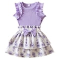 thumbnail image 1 of Wxirdiow Infant Rompers Toddler Outfit Infant Baby Short Sleeve Letter Shirts and Ruffled Skirts Set 2Pcs Summer Clothes Purple Size,9-12 Months, 1 of 7