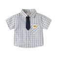 thumbnail image 1 of Wxirdiow Kids Button Down Shirt Boys Toddler Baby Boys Short Sleeve Shirt Button Down Denim Jean Shirts Cute Loose Fit Denim Blouse Spring Casual Comfy Tops Grey Size,9-10 Years, 1 of 9