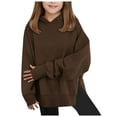 thumbnail image 1 of Wxirdiow Kids Clothes Girls Crewneck Hoodies Long Sleeve Pullover Tops Drop Shoulder Sweatshirts with Side Split Brown Size,11-12 Years, 1 of 6