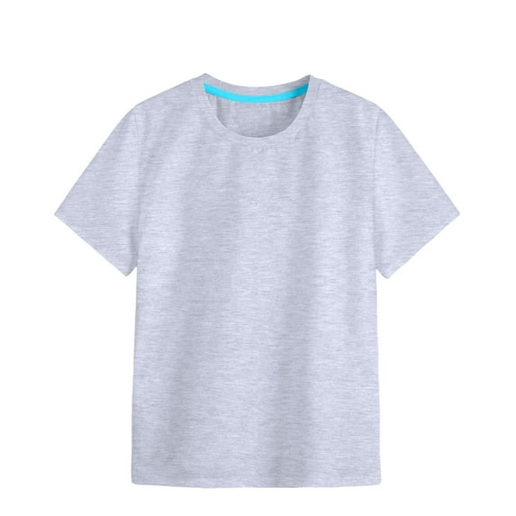 Wxirdiow Kids Clothing Girls Basic Plain T Shirts Kids Cotton Summer Tops Crewneck Short Sleeve Tees Grey Size,9-10 Years