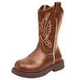 thumbnail image 1 of Wxirdiow Kids Cowboy Boots Girls Kids Western Boots for Boys Girls Embroidered Cowgirl Cowboy Boots Square Toe Mid Calf Riding Shoes Little Kid/Big Kid Coffee Size,1, 1 of 5