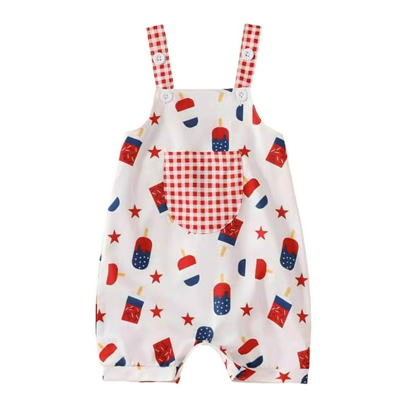Wxirdiow Kids Patriotic Clothes Newborn Baby Boy Girl 4th of July Outfit American Flag Romper Sleeveess Jumpsuit Memoroal Day Patriotic Clothes Red Size,3-6 Months