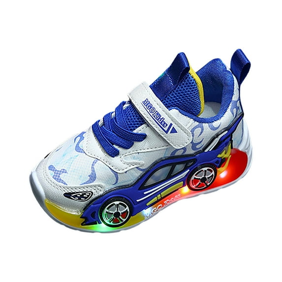 Wxirdiow Kids Running Shoes Boys Boys Girls Led Flashing Breathable Mesh Lightweight Slip-On Running Sneakers for Toddler and Little Kid Blue Size,8