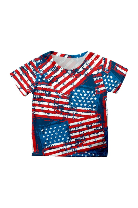 Kids Summer Clothes Toddler Boys Girls American Flag Shirts 4th of July Tshirt Kids USA Patriotic Tee Independence Day Outfit Sky Blue Size,10-11 Years