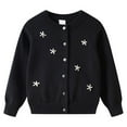 thumbnail image 1 of Wxirdiow Kids Sweaters Girls Toddler Girls Star Front Cardigan Fall Winter Long Sleeve Button Closure Knit Sweater Coat Black Size,5-6 Years, 1 of 4