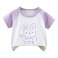 thumbnail image 1 of Wxirdiow Kids T-shirts Baby Boy Summer Short Sleeve Tees Cotton Casual Graphic Crewneck T Shirts Light Purple Size,5-6 Years, 1 of 3