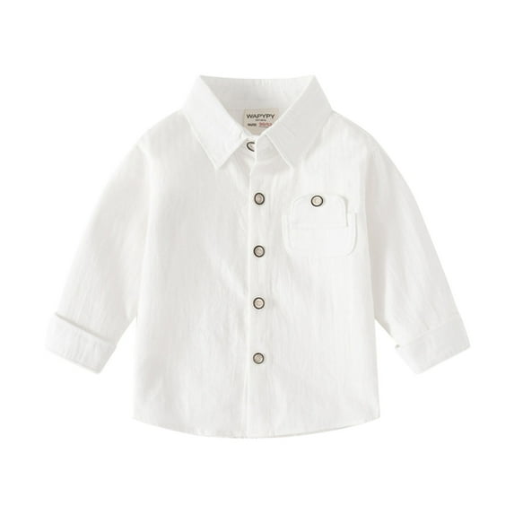 Wxirdiow Kids Uniform Shirts Girls Button Down Shirts Kids Long Sleeve Dress Shirts School Uniform Blouse White Size,4-5 Years
