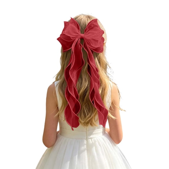 Wxirdiow Kids Wedding Hair Accessories for Girls Bridal Hair Bow Veil Wedding Hair Piece Tulle Bow with Clip Bachelorette Party Hair Accessories for Girls Wine Size,1-13 Years