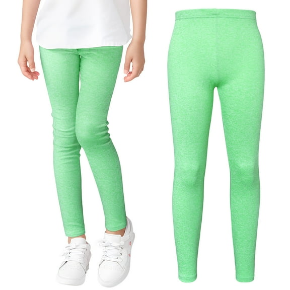 Wxirdiow Leggings for Girls Cotton Girls Leggings Girls Casual Pants- Soft Comfortable Athletic Leggings for Girls Green Size,6-7 Years