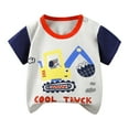 thumbnail image 1 of Wxirdiow Little Boys T-shirts Toddler Boy Shirts Baby Summer Tee Cartoon Print Short Sleeve Tops Casual Clothes Dark Blue Size,6-12 Months, 1 of 3