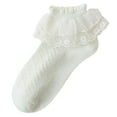 thumbnail image 1 of Wxirdiow Little Girl Socks Baby Girls Ruffle Socks Infant Girls Double Lace Frilly Socks Newborn Spring and Autumn Thin Dress Turn Cuff Sock Yellow Size,4-6 Years, 1 of 3