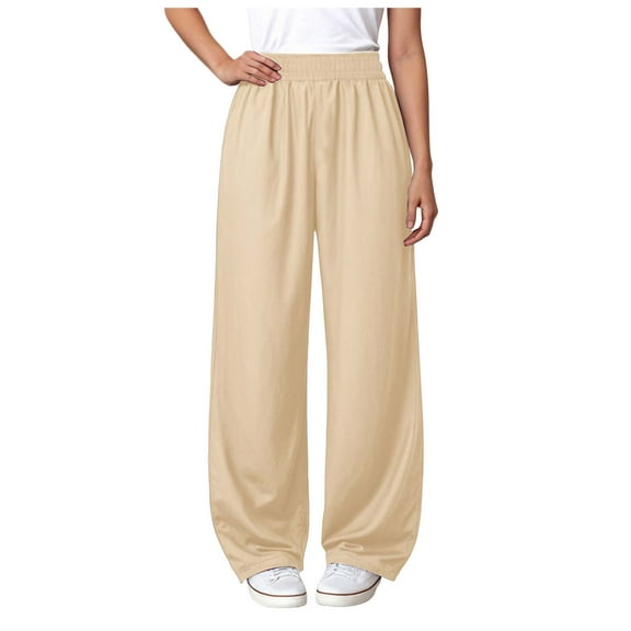 Wxirdiow Little Girls Pants Girls Baggy Pants Elastic Waist Wide Leg Kids Cargo Pant Cute Casual Oversized Drawstring Jogger Trousers with Pocket Beige Size,12-13 Years