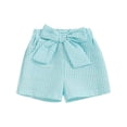 thumbnail image 1 of Wxirdiow Little Girls Pants Toddler Baby Girl Shorts Casual Summer Gingham Plaid Ruffle Hem Shorts with Bow Bottoms Green Size,2-3 Years, 1 of 6