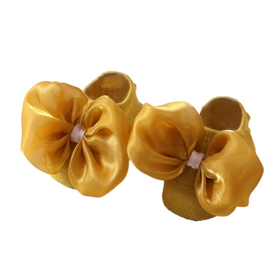 Wxirdiow Little Girls Socks Baby Girl Socks with Non-Slip Cute Flower Design Toddler Ankle Socks Gift for Newborn Babies Infants Yellow Size,0-12Months