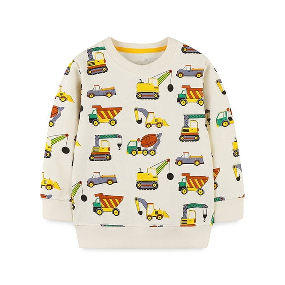 Wxirdiow Long Sleeve Shirts for Boys Kids Crewneck Sweatshirt Toddler Long Sleeve Tops Medium Weight Fall Pullovers for Boys and Girls Yellow Size,1-2 Years