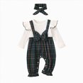thumbnail image 1 of Wxirdiow My First Christmas Outfit Baby Girls Long Sleeve Suspender Overalls Romper Set Spring Fall,Green,9-12 Months, 1 of 9
