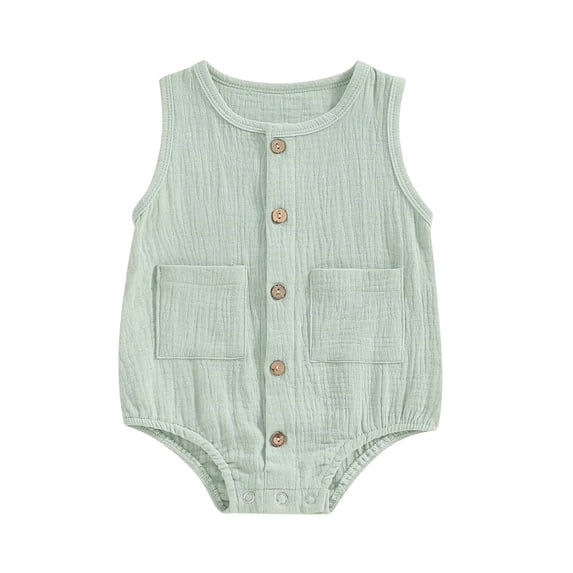 Wxirdiow Newborn Baby Boy Clothes Toddler Baby Boy Outfit Embroidery Sleeveless Tank Romper Suspender Jumpsuit Boys Summer Clothes Light Green Size,6-12 Months