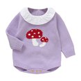 thumbnail image 1 of Wxirdiow Newborn Baby Girl Clothes Baby Girl Outfit Newborn Bow Sweatshirt Bubble Romper Bodysuit Infant Fall Clothes Purple Size,9-12 Months, 1 of 5