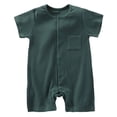 thumbnail image 1 of Wxirdiow Newborn Boy Romper Unisex Baby Cotton Romper Boys Short Sleeve One-Piece Jumpsuit Infant Snap Up Bodysuits Summer Outfits Dark Green Size,3-6 Months, 1 of 5