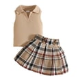 thumbnail image 1 of Wxirdiow Newborn Girl Clothes Summer Little Girls Skirt Set - 2 Piece Short Sleeve Top Shirred Tiered Skirt Outfit Girls Spring Summer Clothes Coffee Size,6-9 Months, 1 of 8